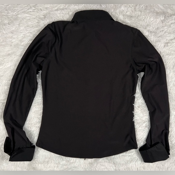 #117 CAbi 246 Zip-Up French Cuff Black Career Blouse size medium - Picture 6 of 10